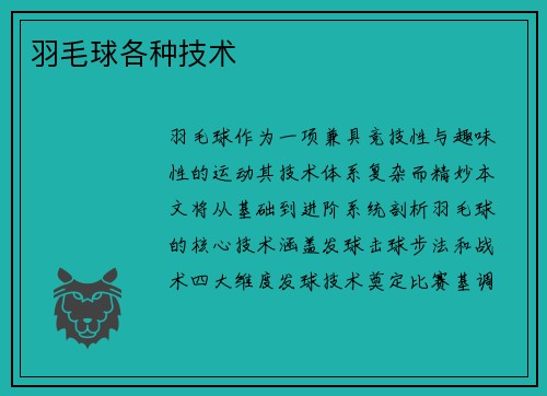 羽毛球各种技术